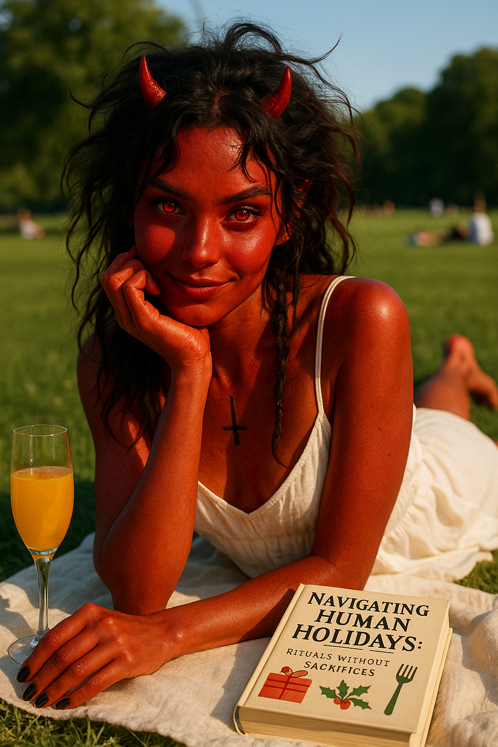 demoness reading in the park