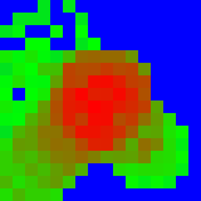 a heatmap piece square table for knights