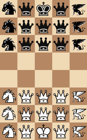 a board with many powerful pieces